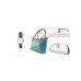 Seagreen Handbag + Silver Clutch + Black Strap watch